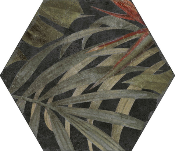 Caribbean Floral Black Hex 23x27cm