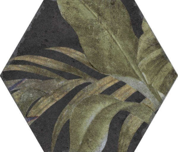 Caribbean Floral Black Hex 23x27cm