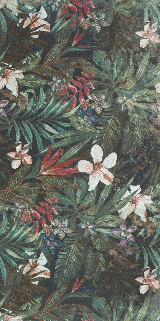 Caribbean Floral Black Porcelain 60x120cm