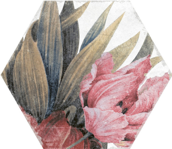 Caribbean Floral White Hex 23x27cm