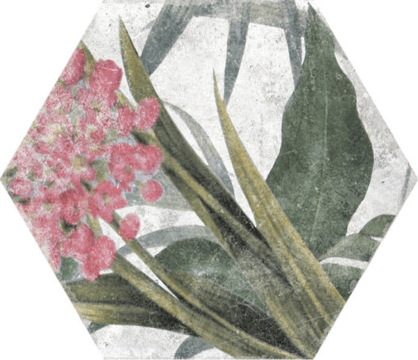 Caribbean Floral White Hex 23x27cm
