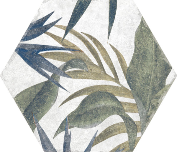 Caribbean Floral White Hex 23x27cm
