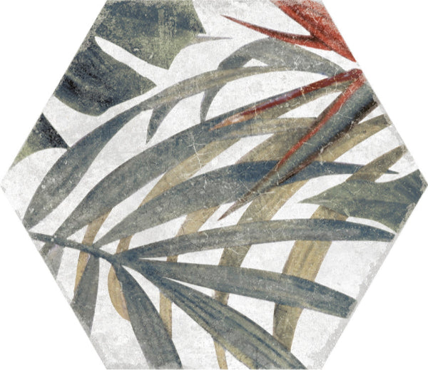 Caribbean Floral White Hex 23x27cm