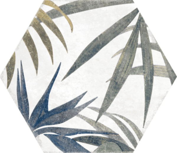 Caribbean Floral White Hex 23x27cm