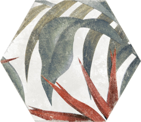 Caribbean Floral White Hex 23x27cm