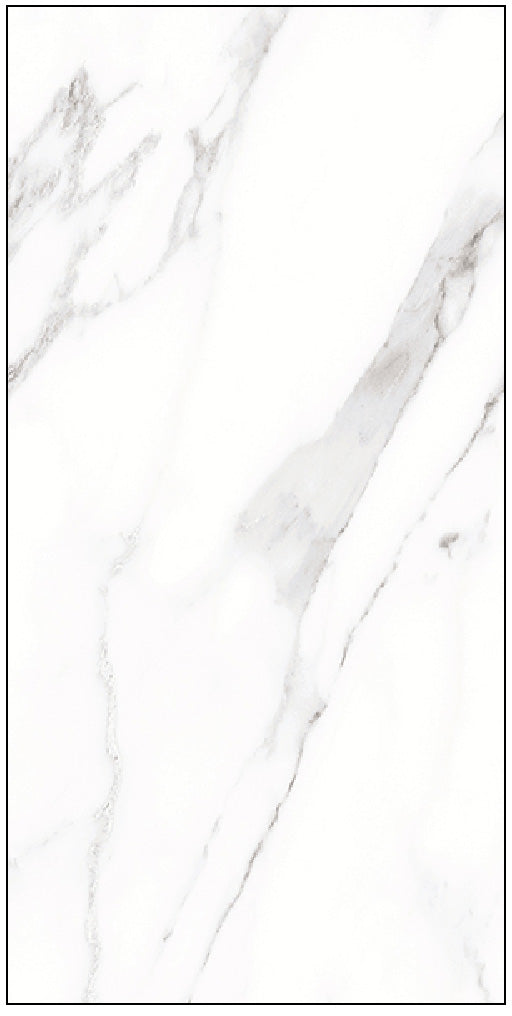 Carrara White Marble Effect Polished Porcelain 30x60cm
