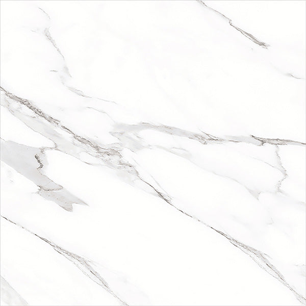 Carrara White Marble Effect Polished Porcelain 60x60cm