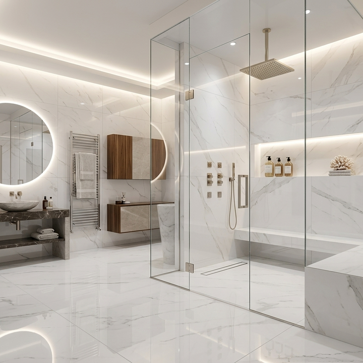 Carrara White Marble Polished Porcelain 60x120cm