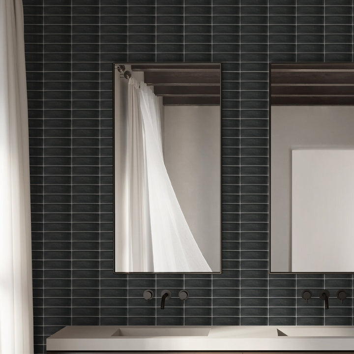 Chalet Coal Black Matt Porcelain 5x15cm
