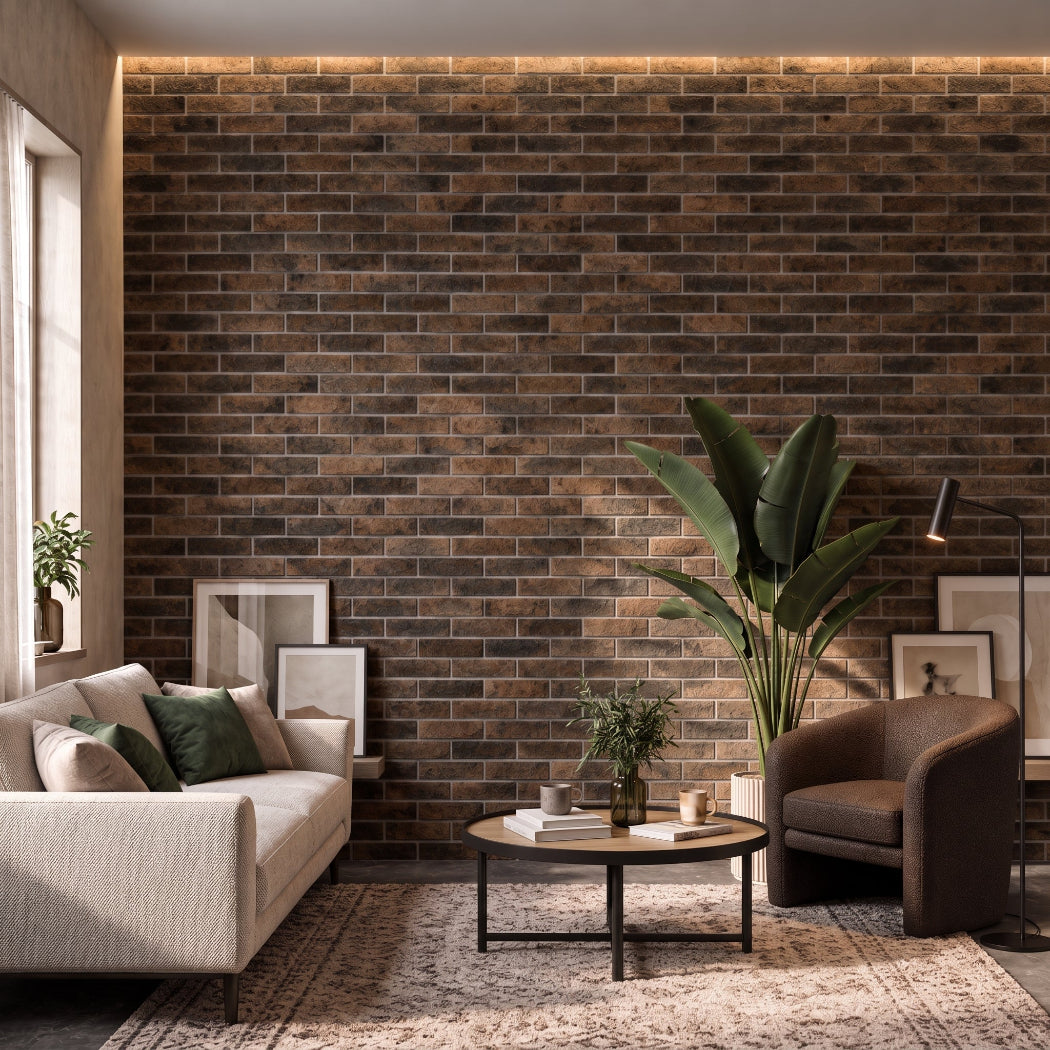 Chicago Dark Brick Effect Porcelain 6x25cm