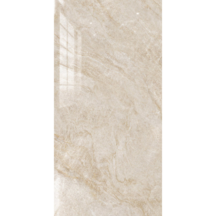 Cream Pearl Marble Effect Polished Porcelain 60x120cm