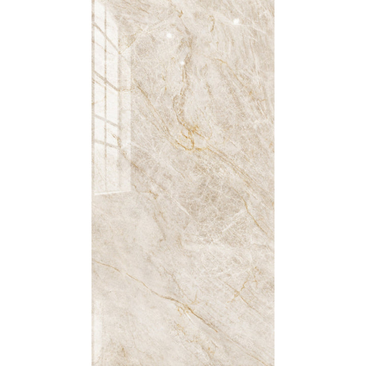 Cream Pearl Marble Effect Polished Porcelain 60x120cm