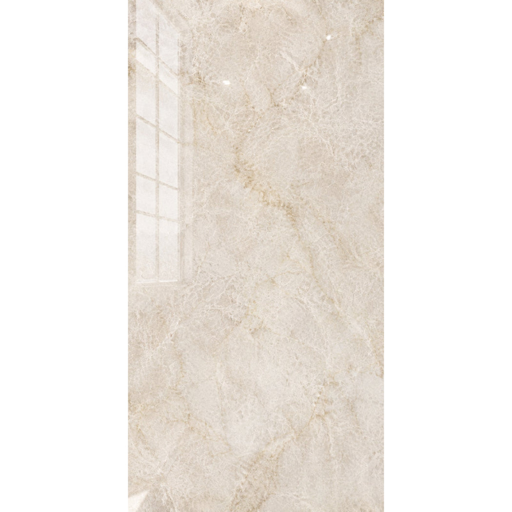 Cream Pearl Marble Effect Polished Porcelain 60x120cm