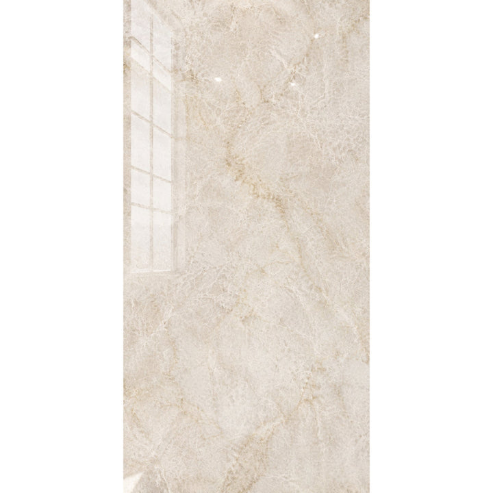 Cream Pearl Marble Effect Polished Porcelain 60x120cm
