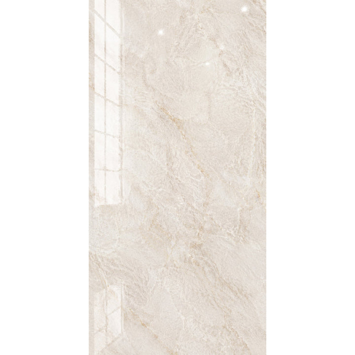 Cream Pearl Marble Effect Polished Porcelain 60x120cm