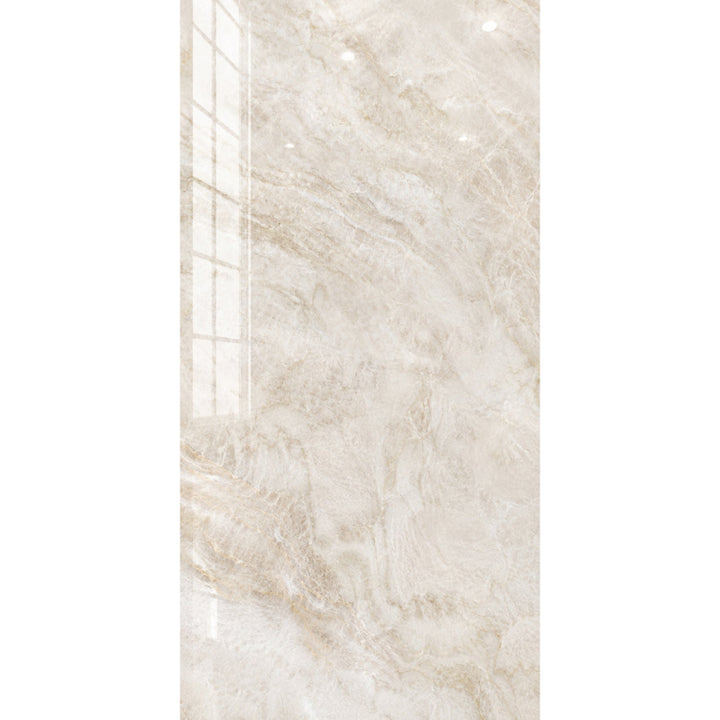 Cream Pearl Marble Effect Polished Porcelain 60x120cm