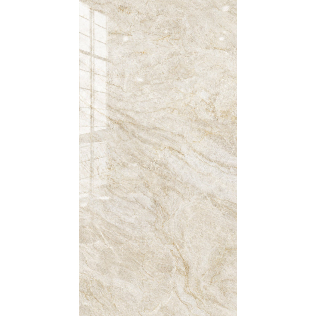 Cream Pearl Marble Effect Polished Porcelain 60x120cm