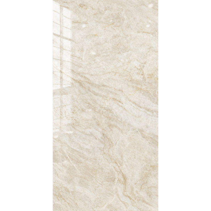 Cream Pearl Marble Effect Polished Porcelain 60x120cm