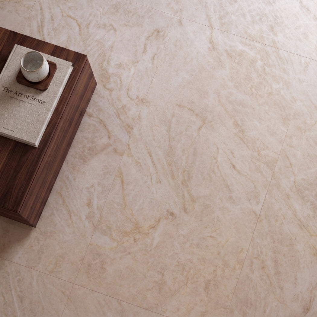 Cream Pearl Marble Effect Matt Porcelain 60x120cm