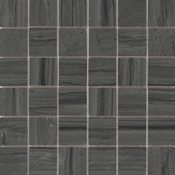 Denice Anthracite 4.8cm Satin Porcelain Mosaic 30x30cm