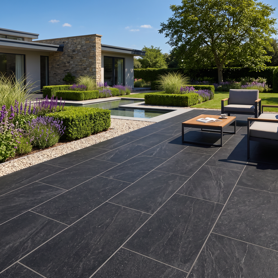 Slate Rock Black 2cm Outdoor Porcelain 59.2x120cm