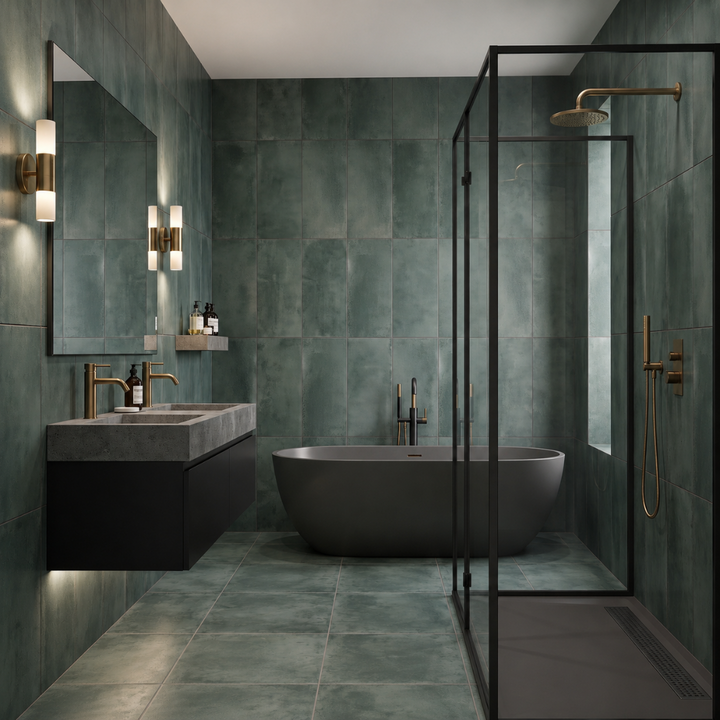 Forge Verde Metallic Effect Satin Porcelain 30x60cm