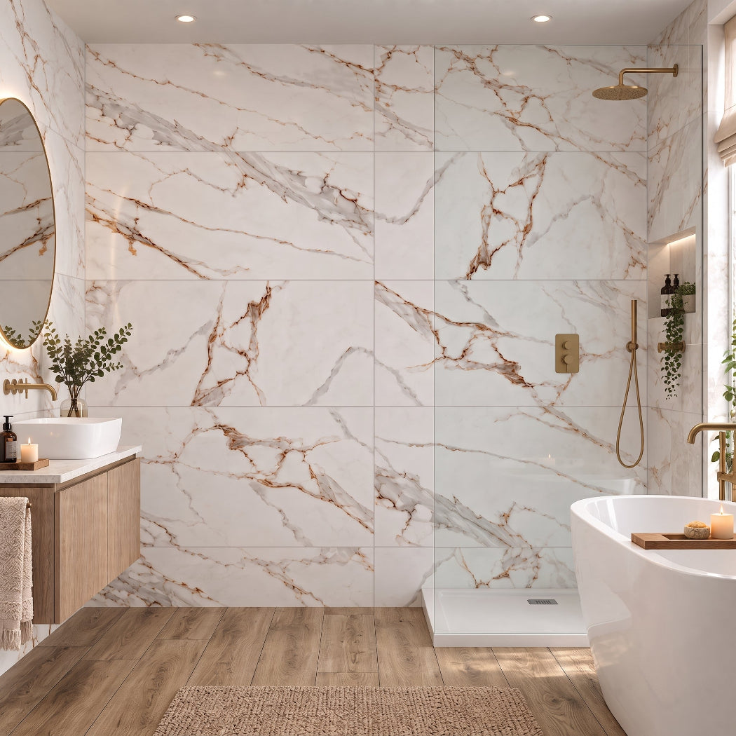 Golden Statuario Marble Effect Matt Porcelain 60x120cm