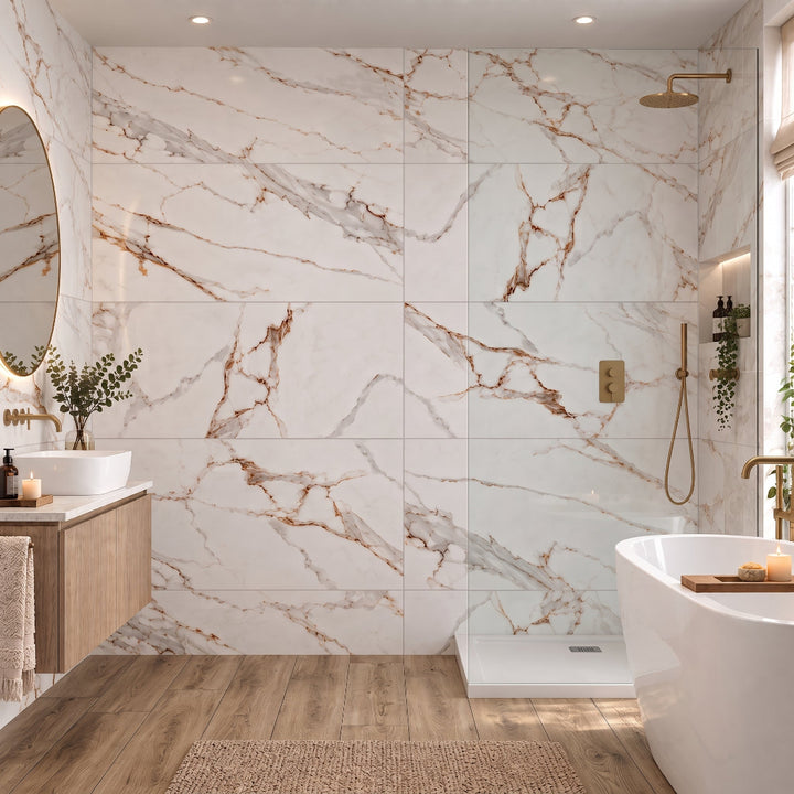 Golden Statuario Marble Effect Matt Porcelain 60x120cm