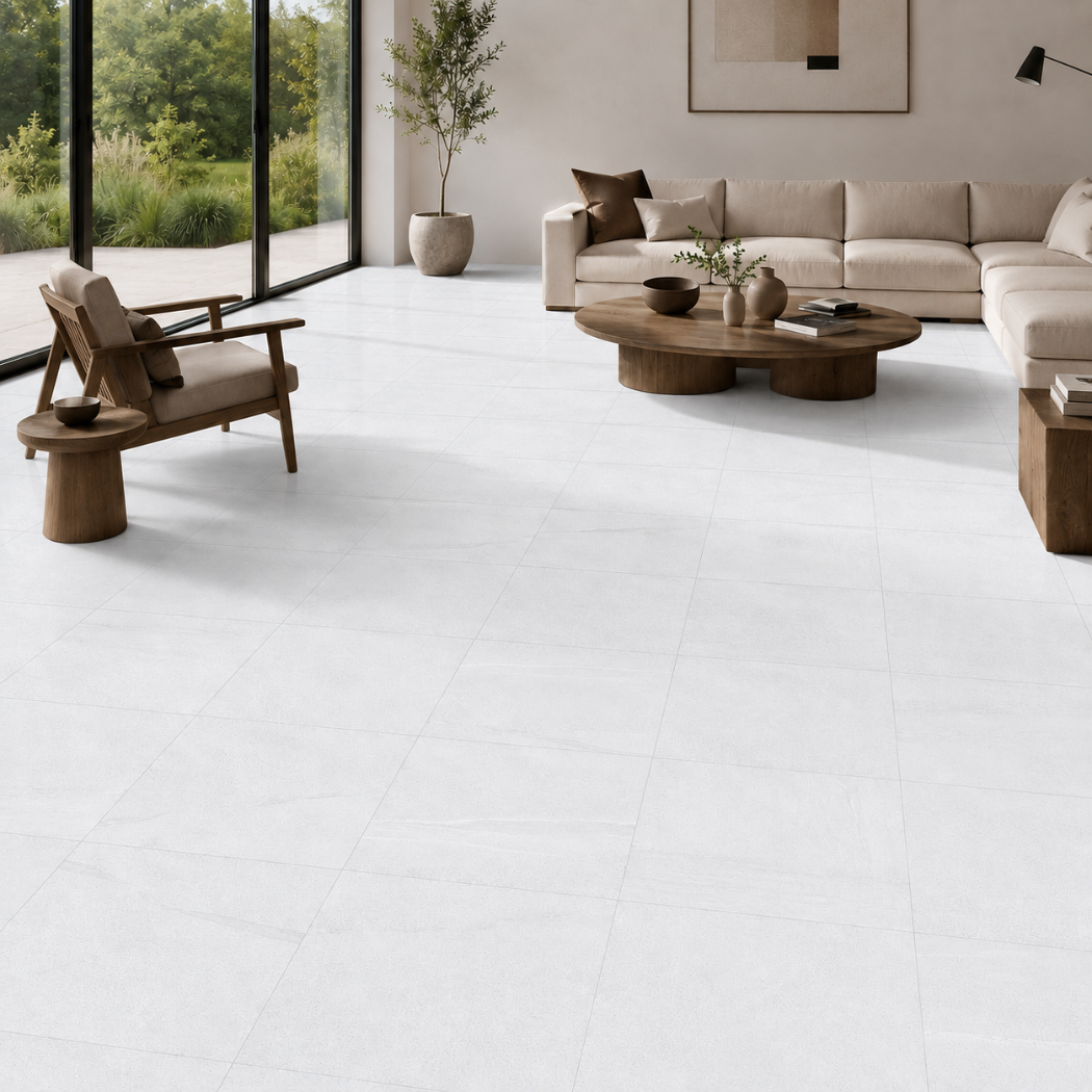 Kirkby White Stone Effect Porcelain 60x60cm