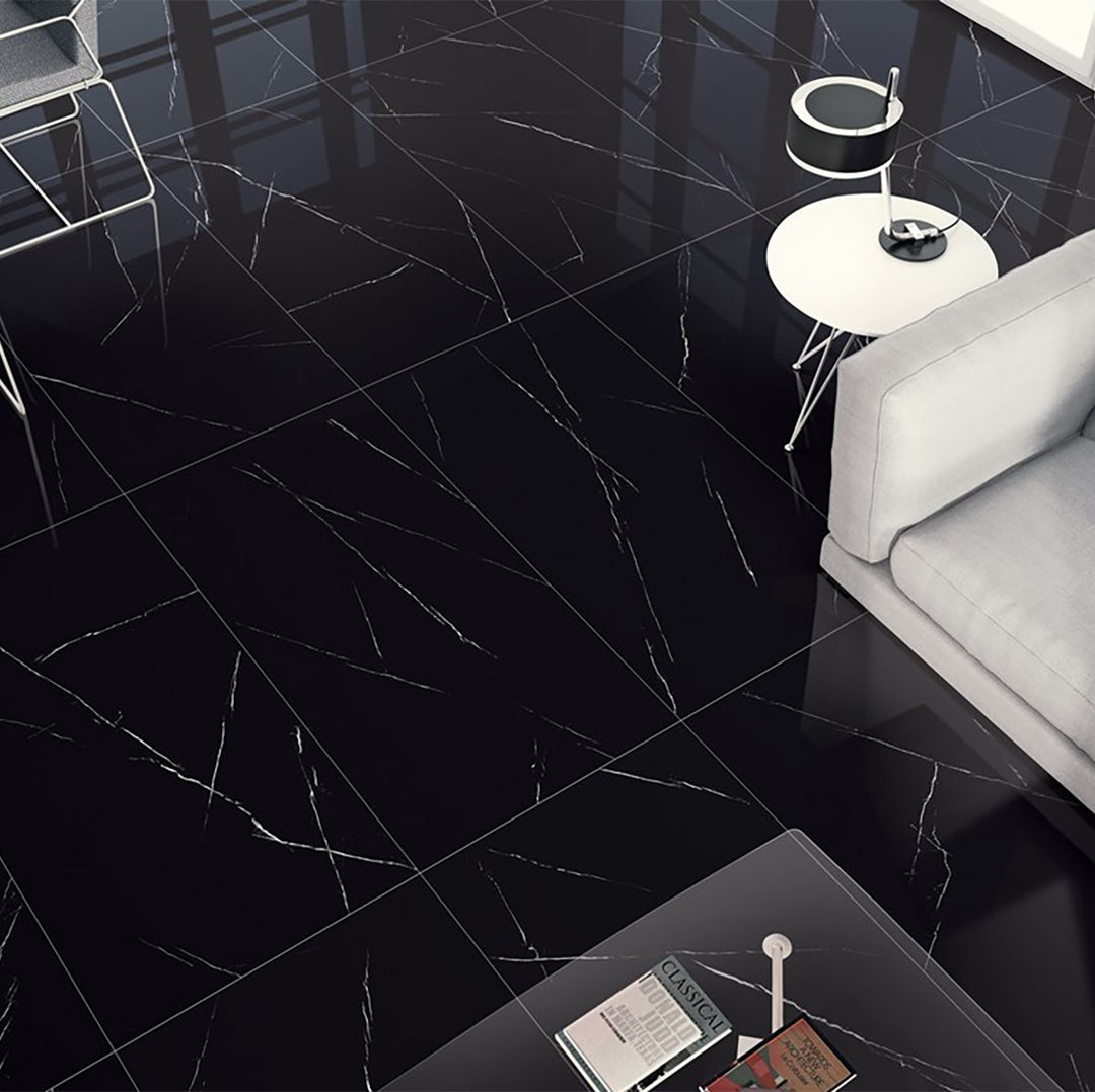 Marmo Venatino Marquina Marble Effect Porcelain 60x120cm