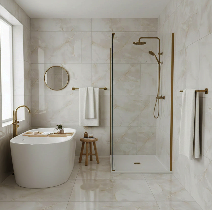 Mirage Silk Gold Onyx Effect Polished Porcelain 60x120cm