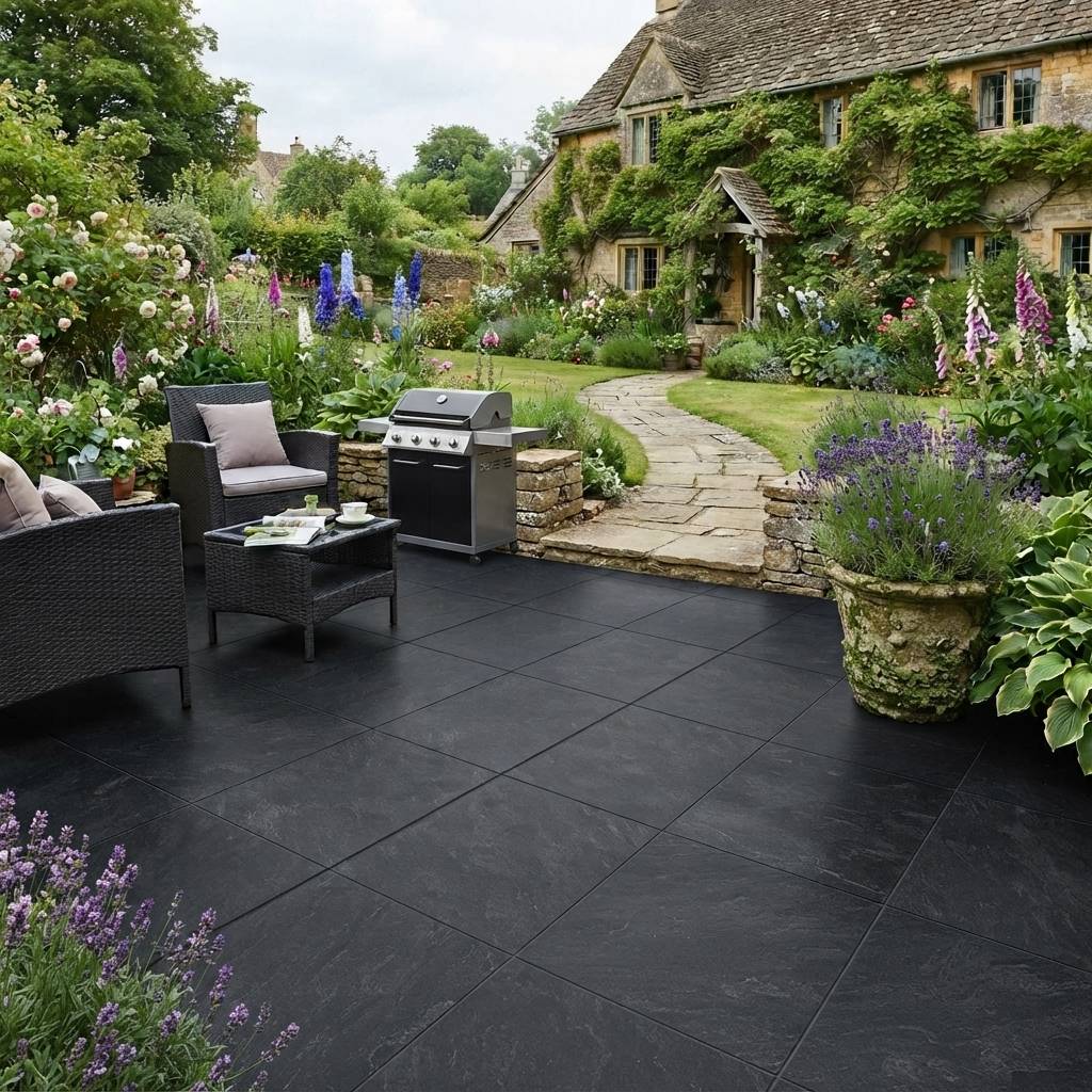 Slate Rock Black 2cm Outdoor Porcelain 59.2x59.2cm