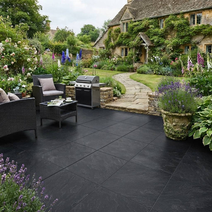 Slate Rock Black 2cm Outdoor Porcelain 59.2x59.2cm