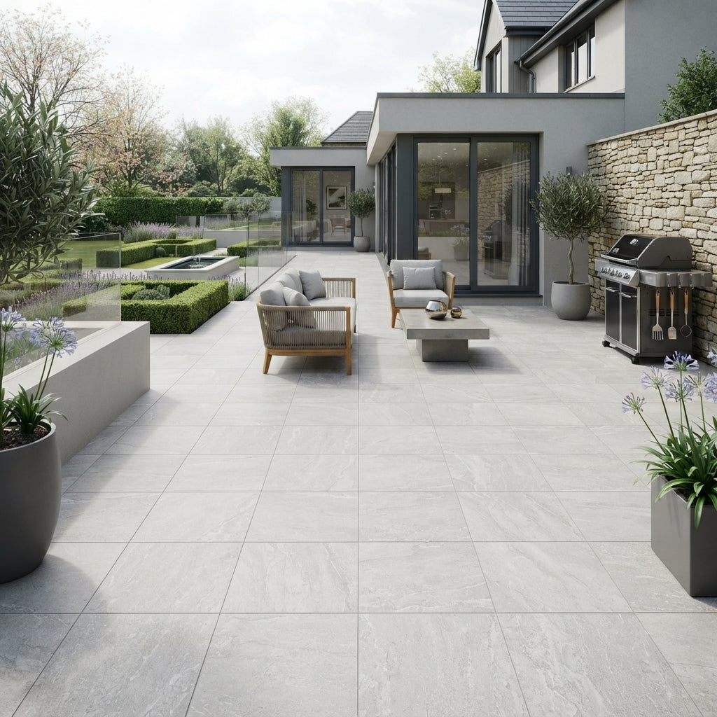 Slate Rock White 2cm Outdoor Porcelain 59.2x59.2cm