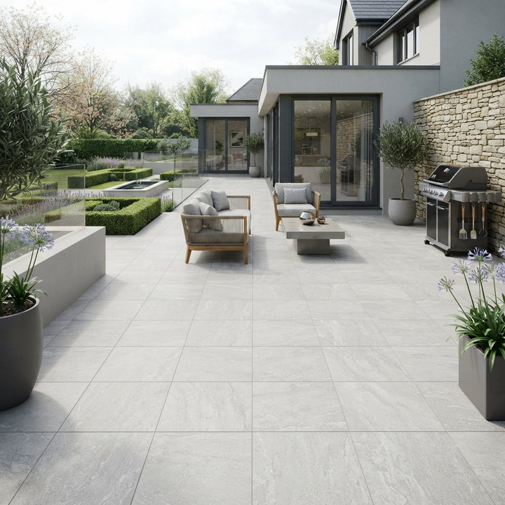Slate Rock White 2cm Outdoor Porcelain 59.2x59.2cm