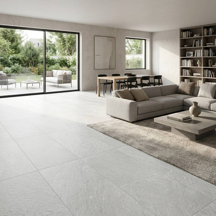 Slate Rock White Stone Effect Porcelain 59.5x120cm