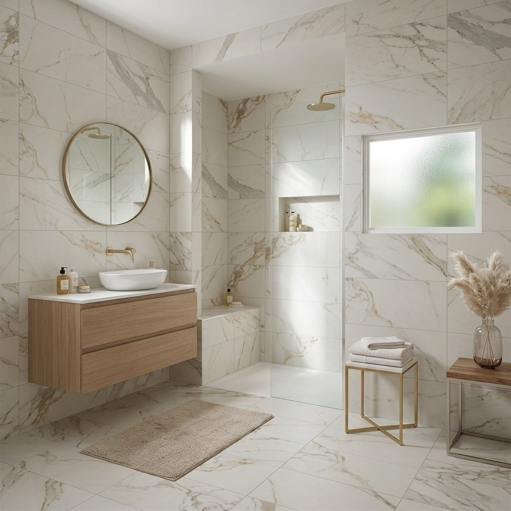 Stria Satin Marble Effect Porcelain 30x60cm