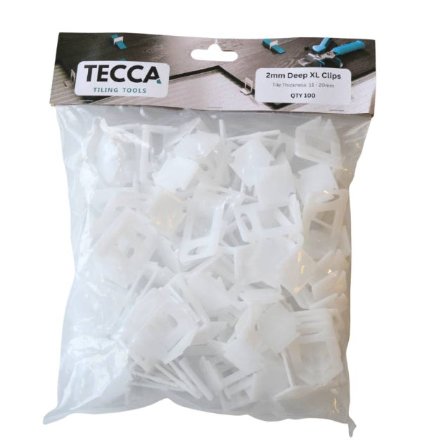 Tecca Levelling Clips - Deep XL - Pack of 100 - 2mm