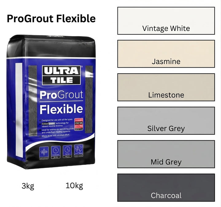 Ultra ProGrout Flexi Wall &amp; Floor Grout Grey 3kg