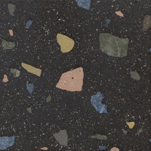 Venetian Black Terrazzo Pattern Porcelain 20x20cm
