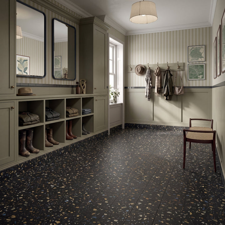 Venetian Black Terrazzo Pattern Porcelain 20x20cm