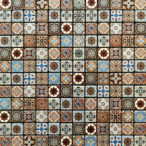 Vintage Blue Gold 2.3cm Mosaic 30x30cm
