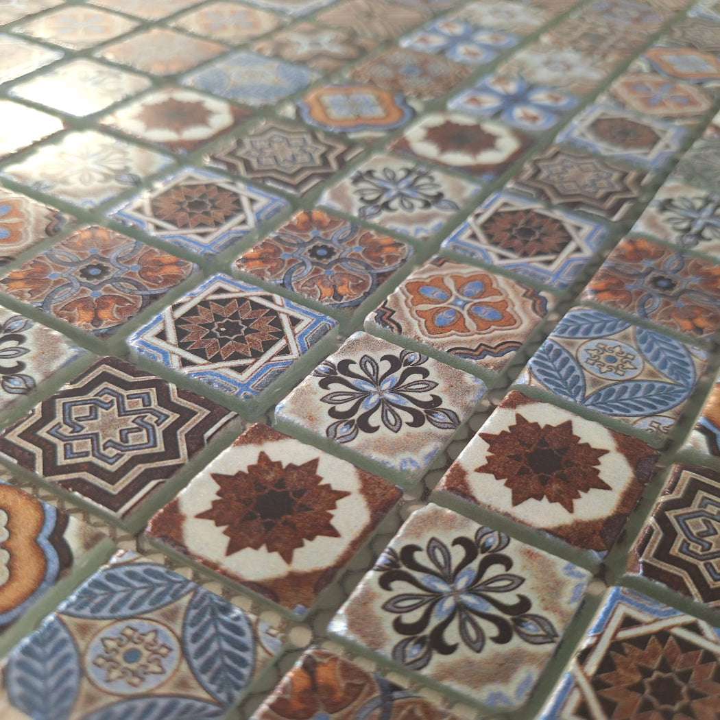 Vintage Blue Gold 2.3cm Mosaic 30x30cm