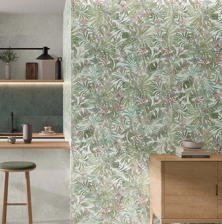 Caribbean Floral White Porcelain 60x120cm